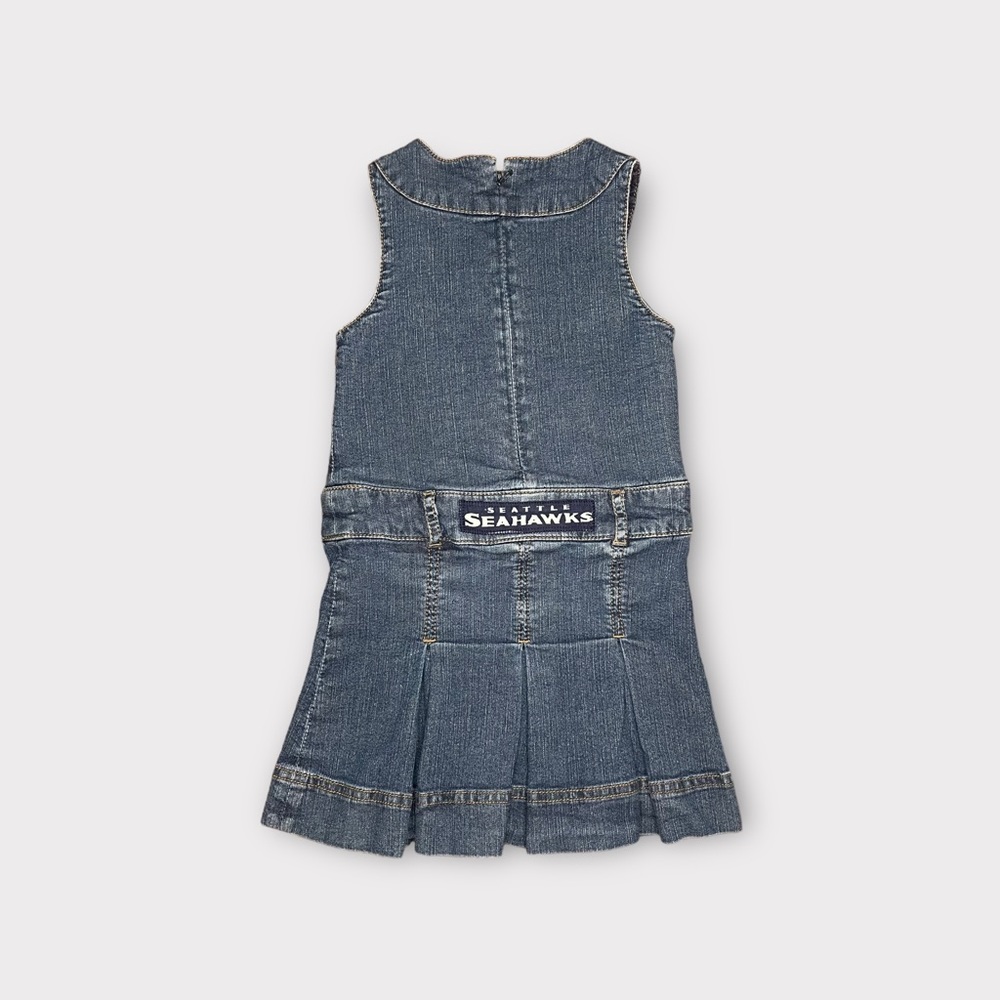 Jacadi Custom Made NFL Seahawks Patch Denim Sleeveless Pleated Dress - Picture 4 of 4